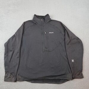 Patagonia R1 Flash Pullover Mens Medium Black 1/4 Zip Grid Fleece Base Layer USA